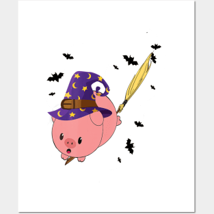 Pig Witch T shirt Halloween Kids Women Funny Costume Posters and Art